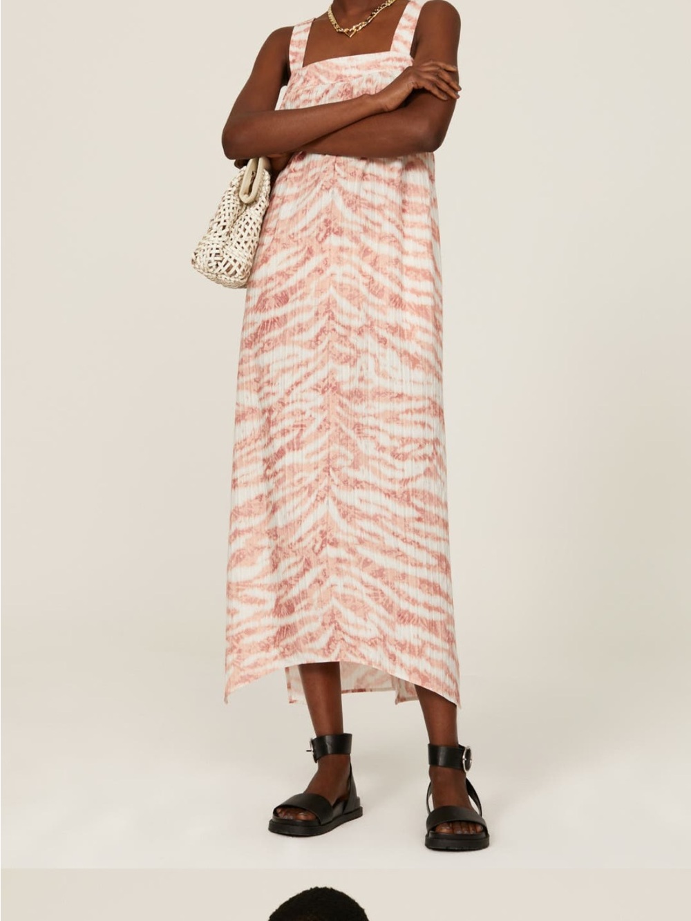 AllSaints Pink Zebra-Print Maxi Dress